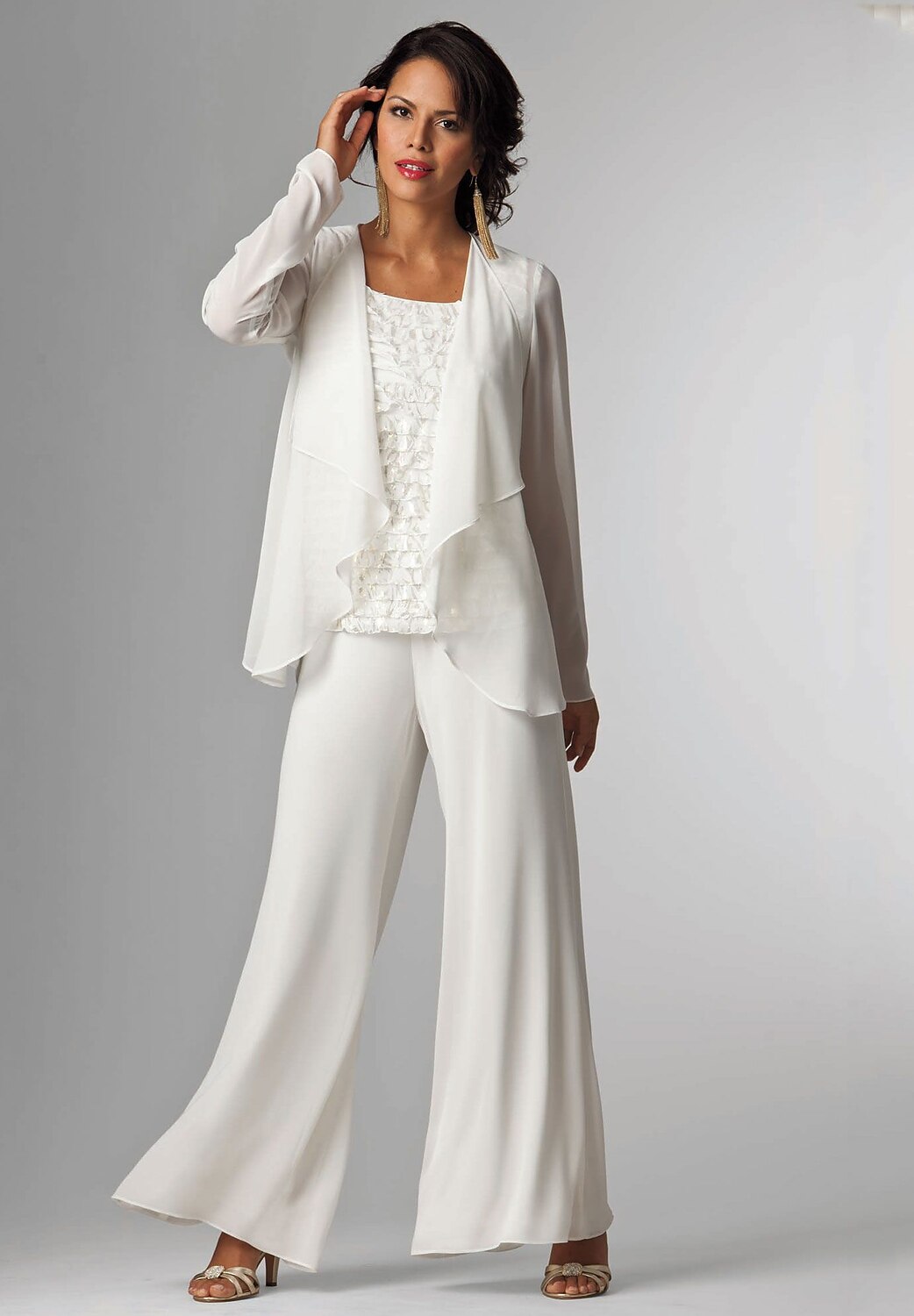 Jumpsuit Pantsuit 3 Piece Floor Length Mother of the Bride Dress 