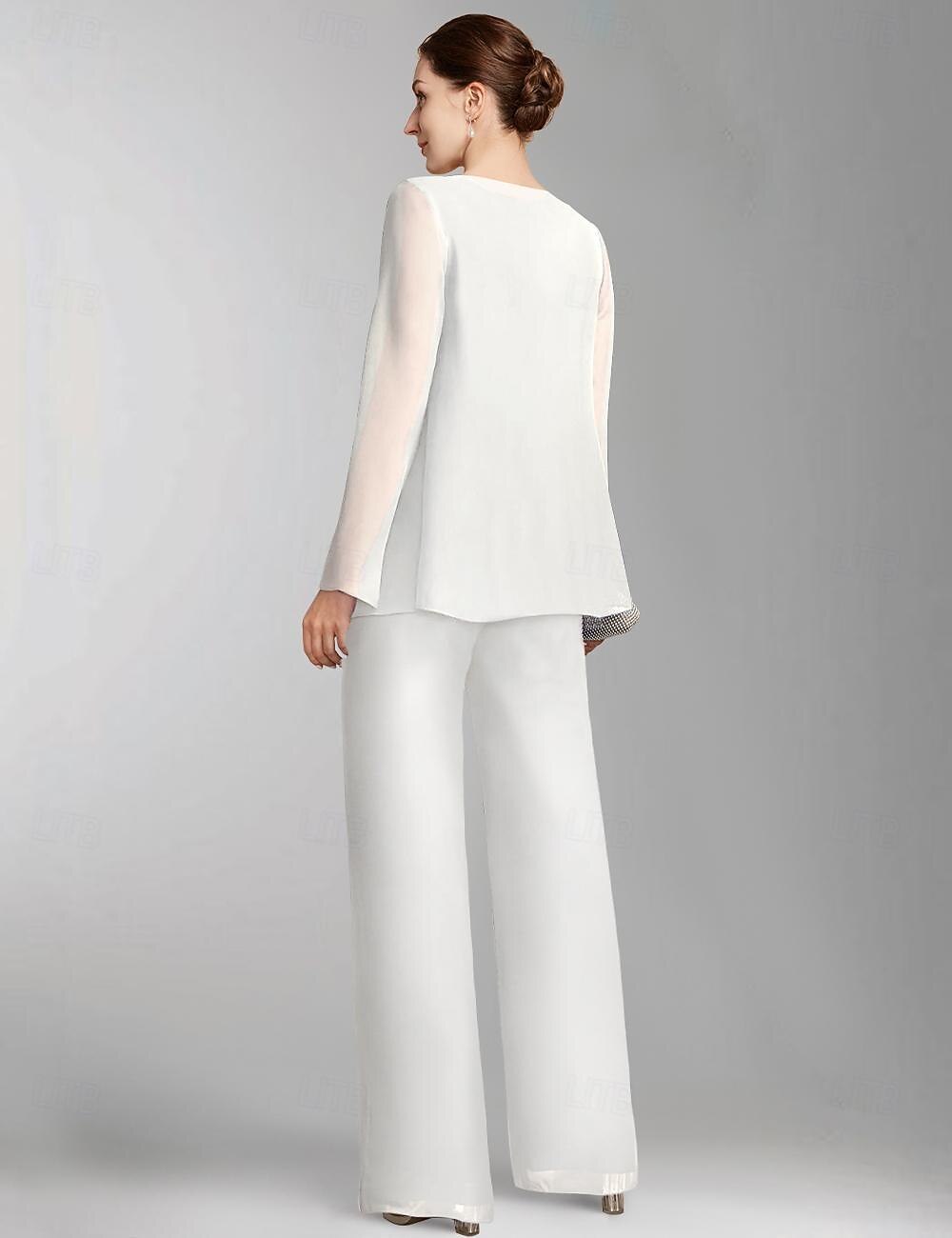 Jumpsuit Pantsuit 3 Piece Floor Length Mother of the Bride Dress 