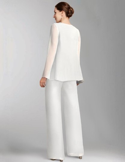 Jumpsuit Pantsuit 3 Piece Floor Length Mother of the Bride Dress 