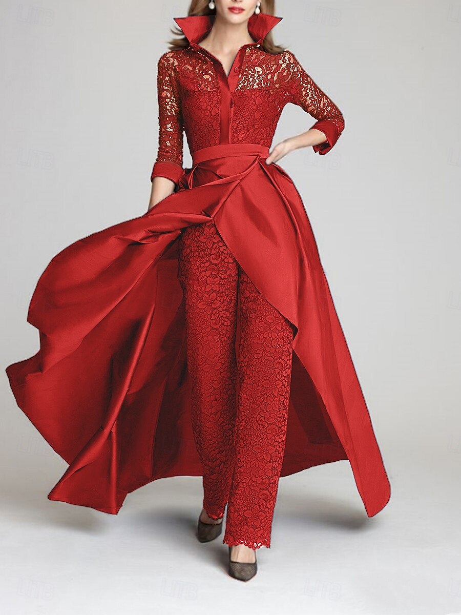 Jumpsuit Pantsuit Floor Length Mother of the Bride Dress