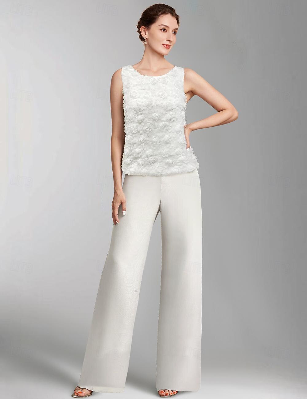 Jumpsuit Pantsuit 3 Piece Floor Length Mother of the Bride Dress 