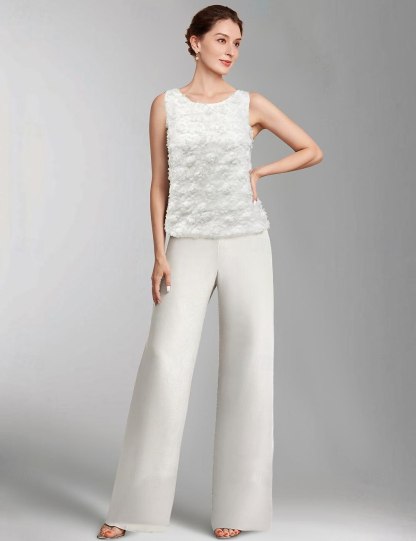 Jumpsuit Pantsuit 3 Piece Floor Length Mother of the Bride Dress 