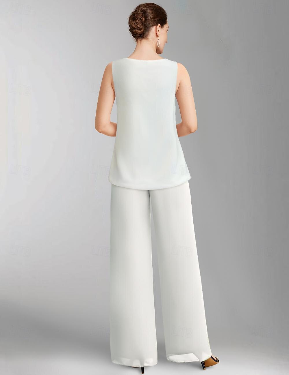 Jumpsuit Pantsuit 3 Piece Floor Length Mother of the Bride Dress 