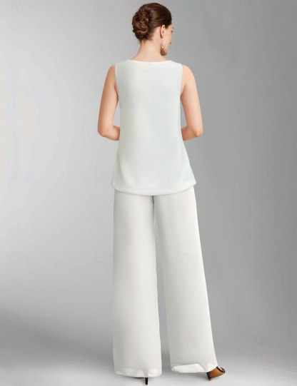 Jumpsuit Pantsuit 3 Piece Floor Length Mother of the Bride Dress 