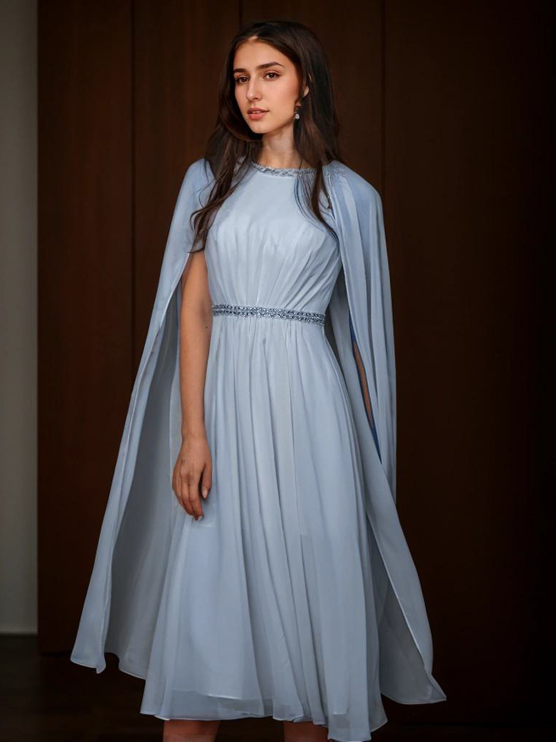 A-Line Wedding Guest Dress Evening Formal Dress Jewel Neck Beading