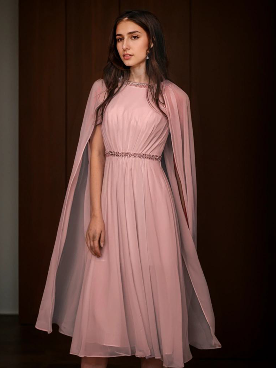 A-Line Wedding Guest Dress Evening Formal Dress Jewel Neck Beading