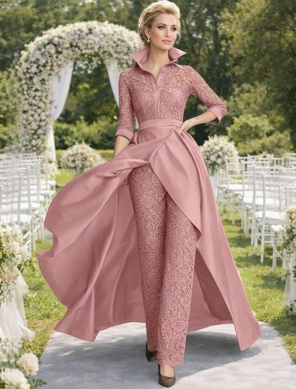 Jumpsuit Pantsuit Floor Length Mother of the Bride Dress