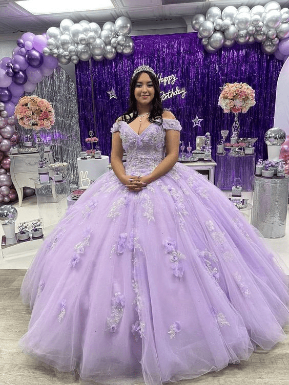 Princess Lavender Prom Off-the-Shoulder Ball Gown Dresses Evening Dresses, product image 3