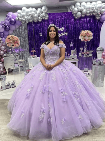 Princess Lavender Prom Off-the-Shoulder Ball Gown Dresses Evening Dresses, product image 3