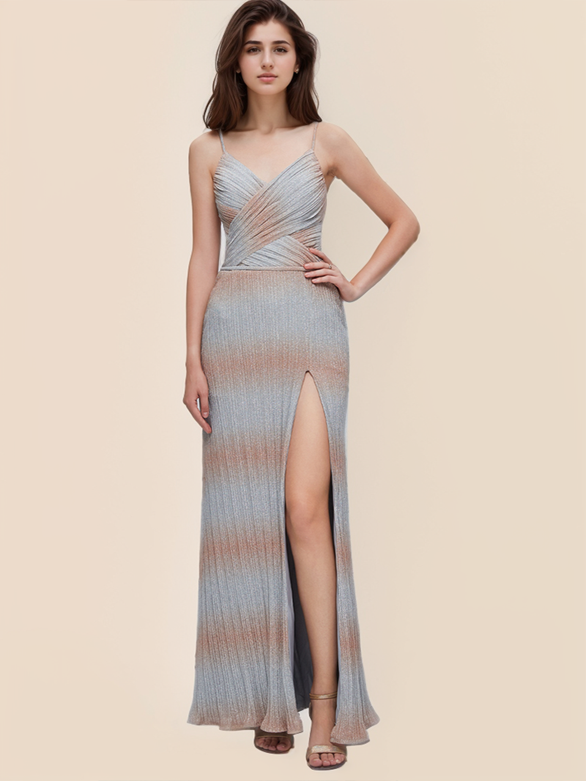 Sheath/Column Sexy Prom Formal Evening Dress V Neck Spaghetti