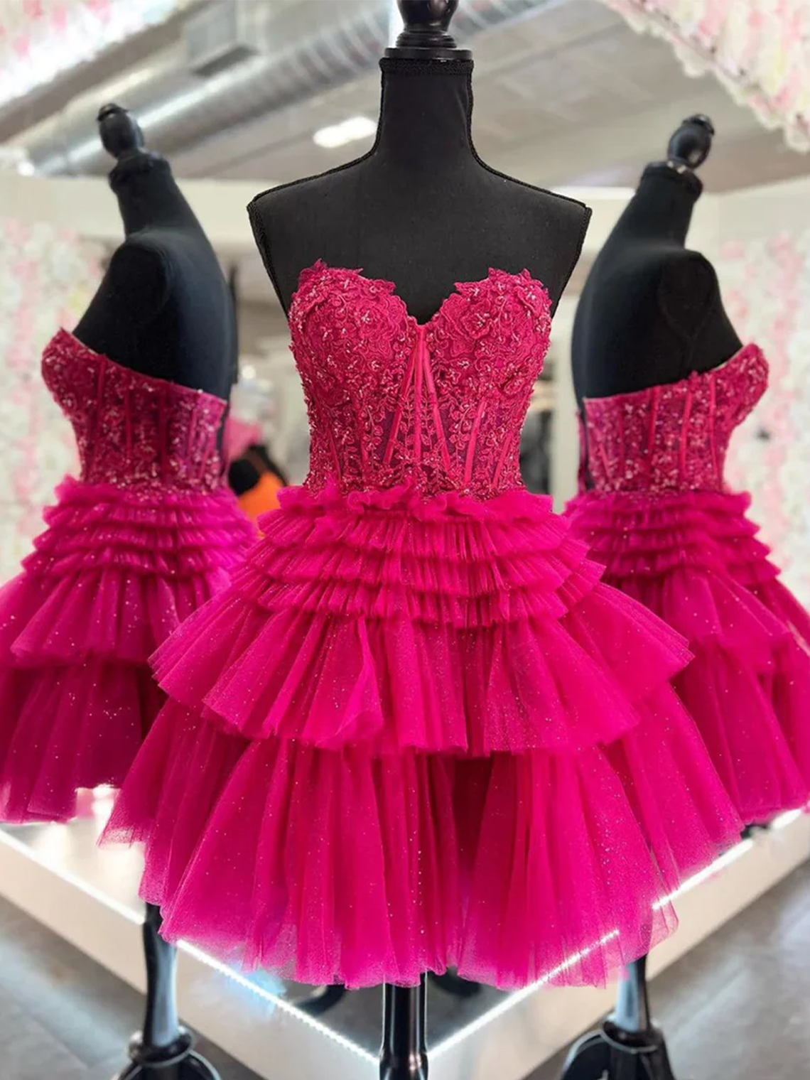 A Line Sweetheart Corset Homecoming Dress
