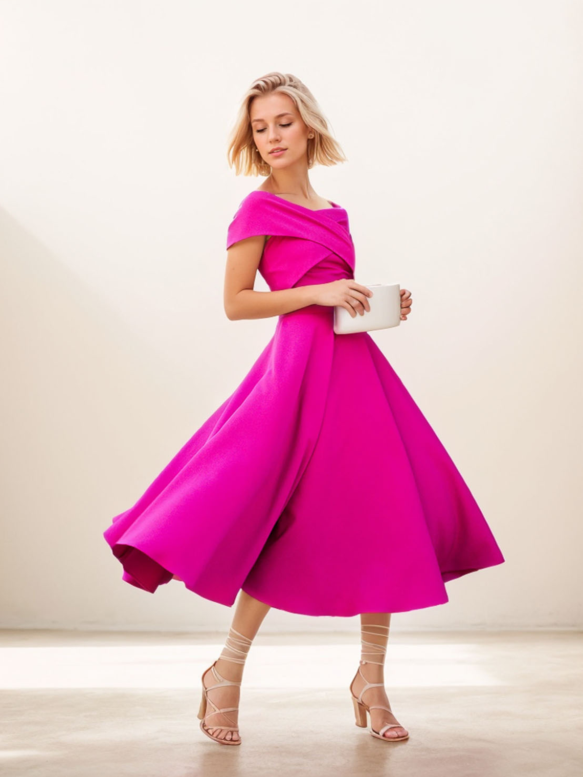 A-Line Homecoming Dress Tea Length Off Shoulder Ruched Stretch Fabric