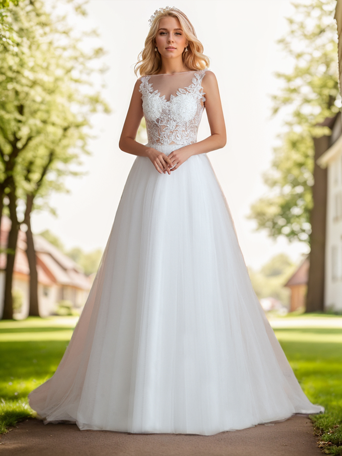 A-line/Princess Formal Wedding Dresses Romantic Engagement Bridal Gown