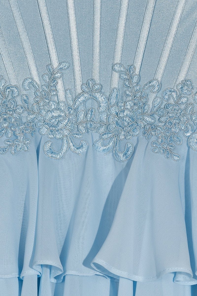 Pink Sweetheart Chiffon Ruffled A Line Formal Prom Dresses With Appliques, product image 15