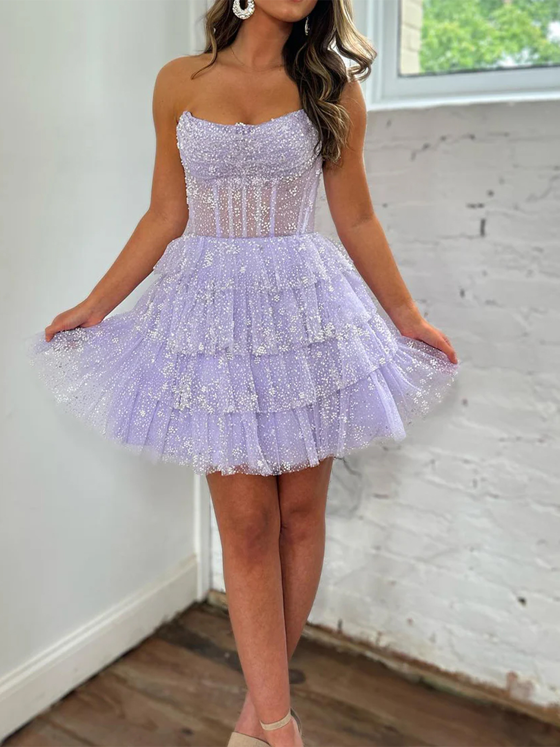 A-Line Corset Short Tulle Homecoming Dress