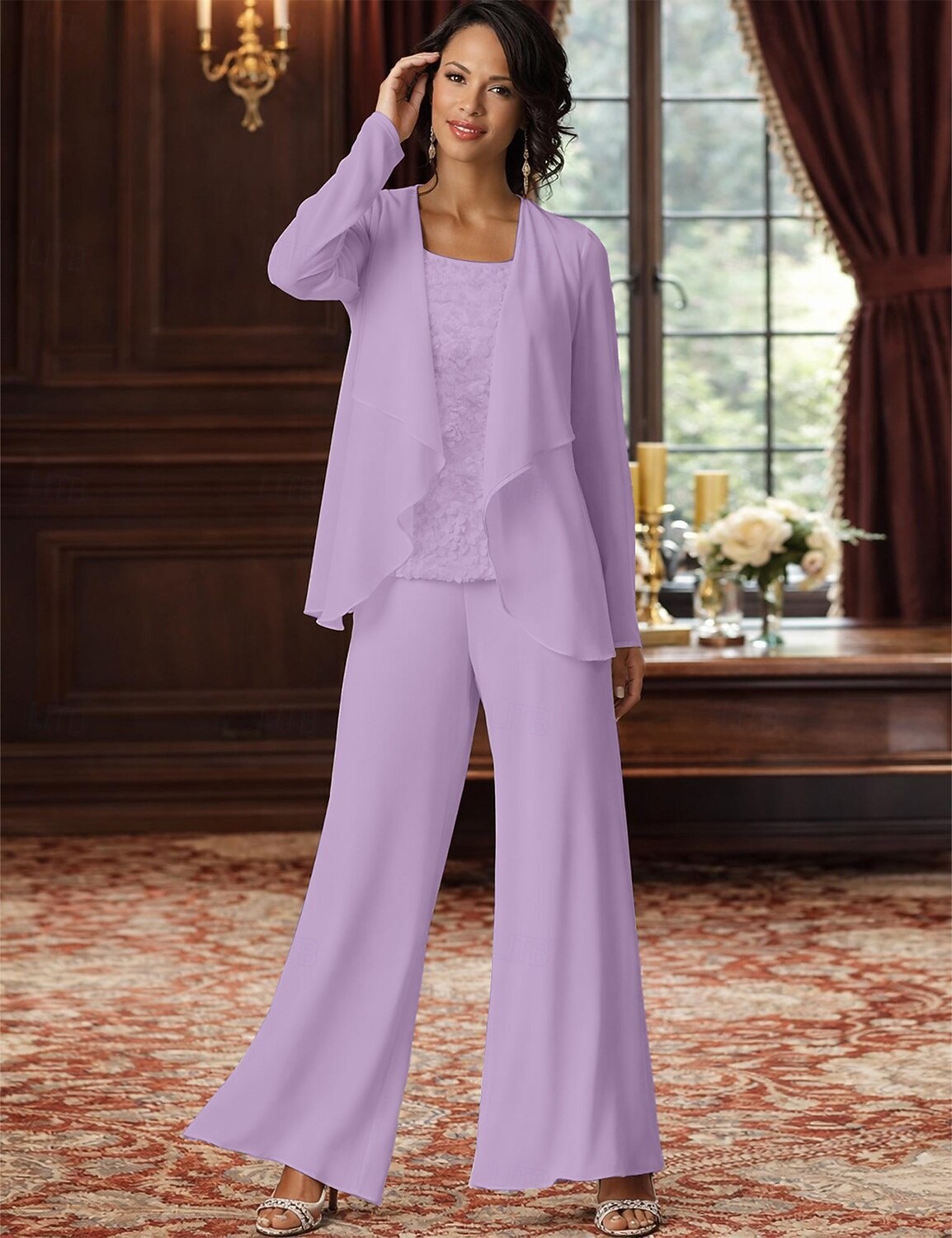 Jumpsuit Pantsuit 3 Piece Floor Length Mother of the Bride Dress 