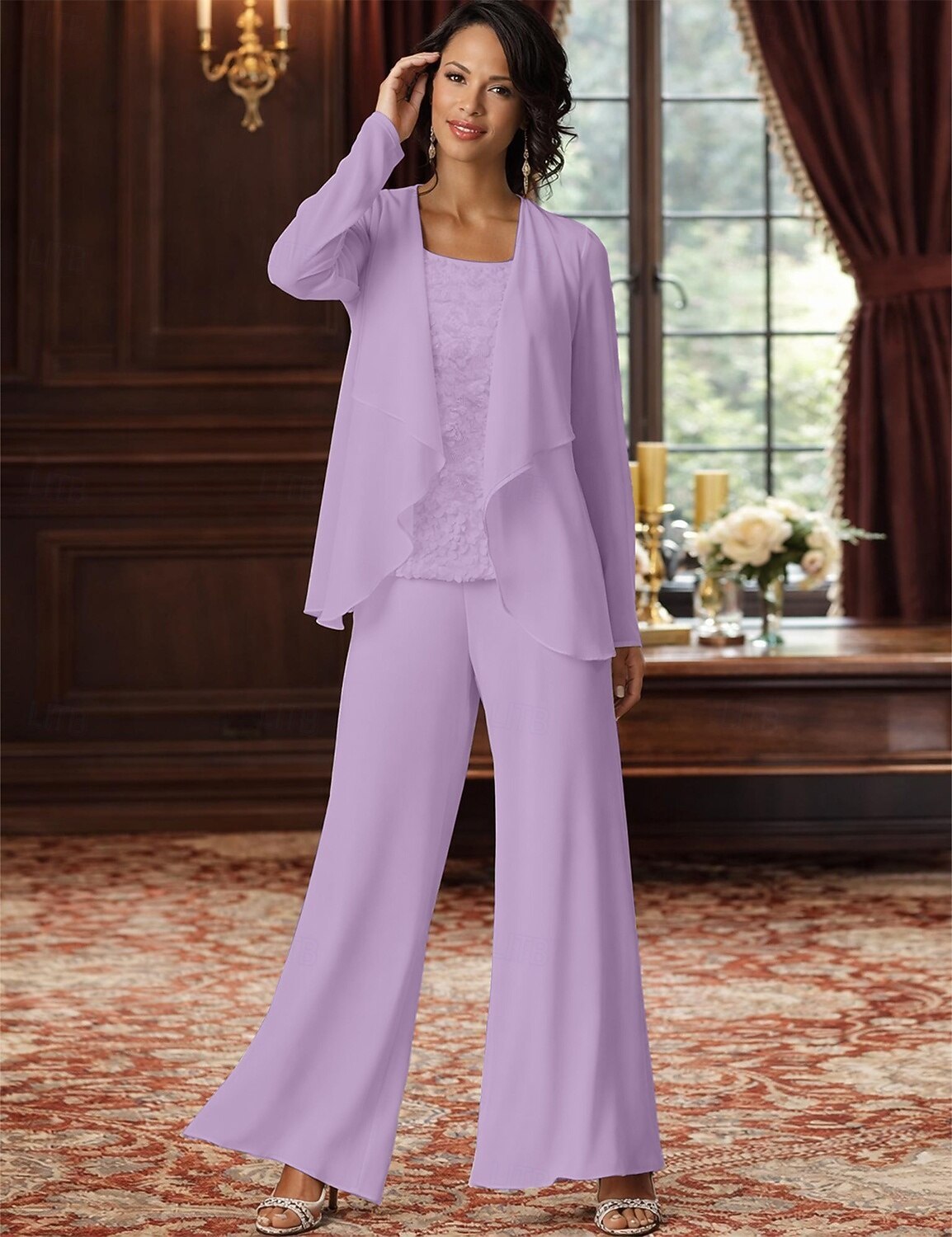 Jumpsuit Pantsuit 3 Piece Floor Length Mother of the Bride Dress 