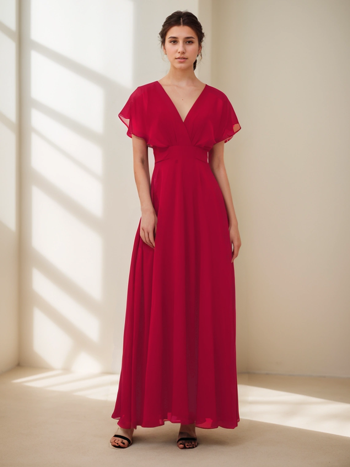 A-Line Evening Gown Elegant Prom Dress Bridesmaid Dress with Pleats