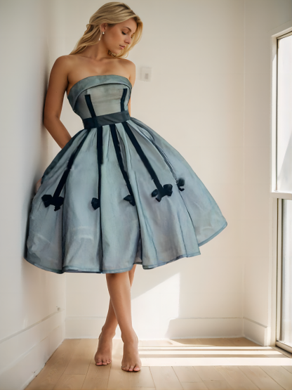 Dress  A-Line Elegant Cocktail Dress Party Wear with Pleats Sash/Ribbon