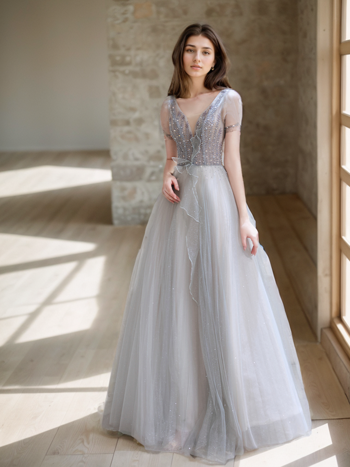 A-Line/Princess Evening Gown Sparkle&Shine Graduation Dress Floor Length