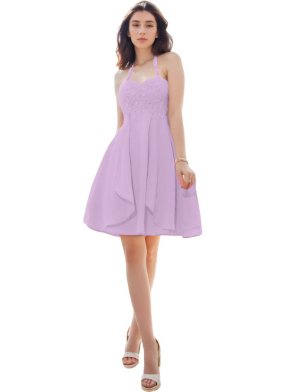 Dress A-Line/Princess Short/Mini Chiffon Halter Cocktail Dress with Beading