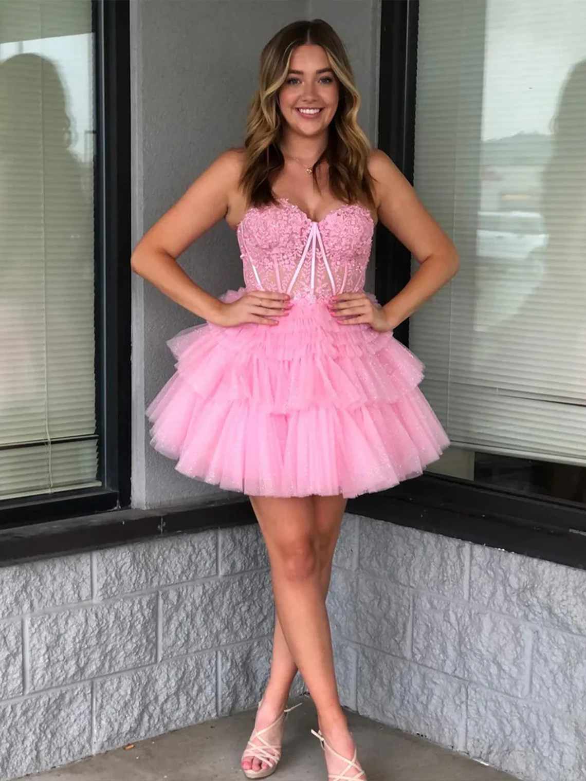 A Line Sweetheart Corset Homecoming Dress