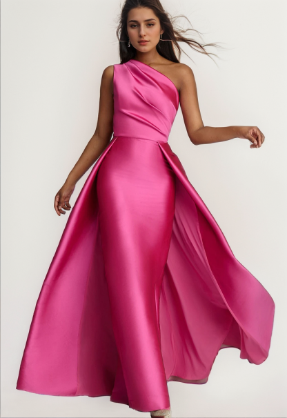 Dress Sheath/Column Evening Dress with Floor Length One Shoulder