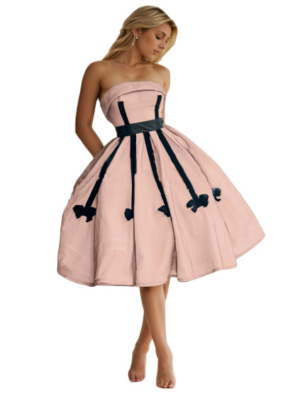 Dress  A-Line Elegant Cocktail Dress Party Wear with Pleats Sash/Ribbon