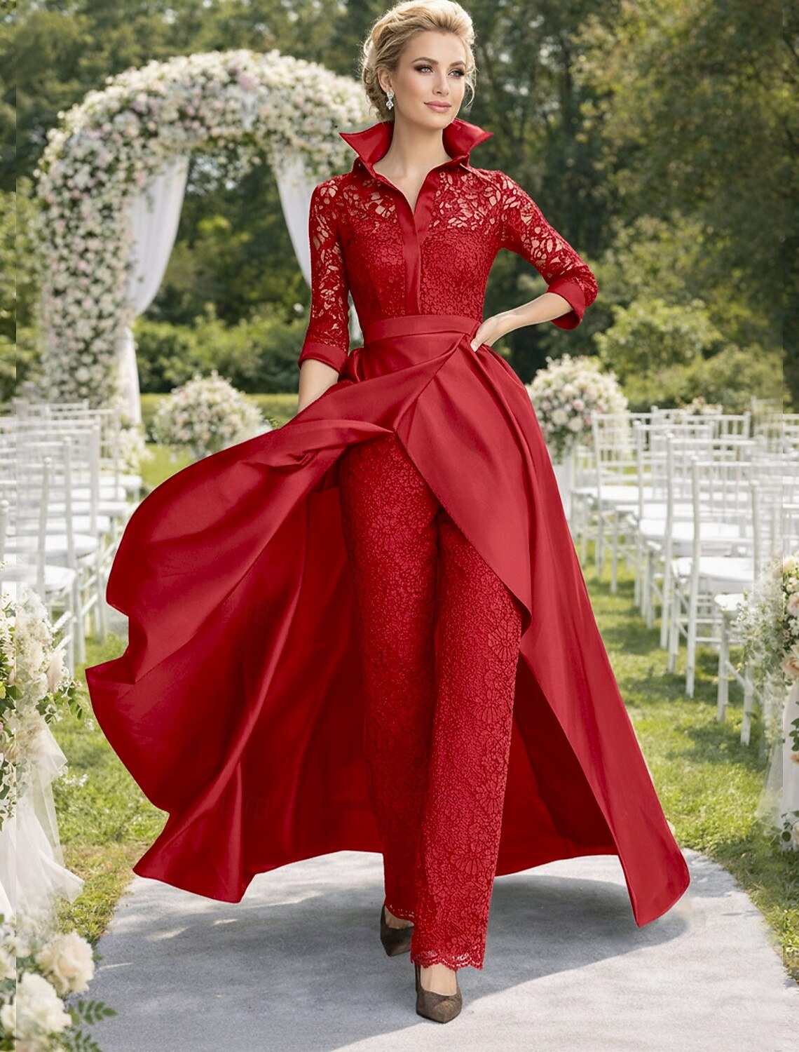 Jumpsuit Pantsuit Floor Length Mother of the Bride Dress
