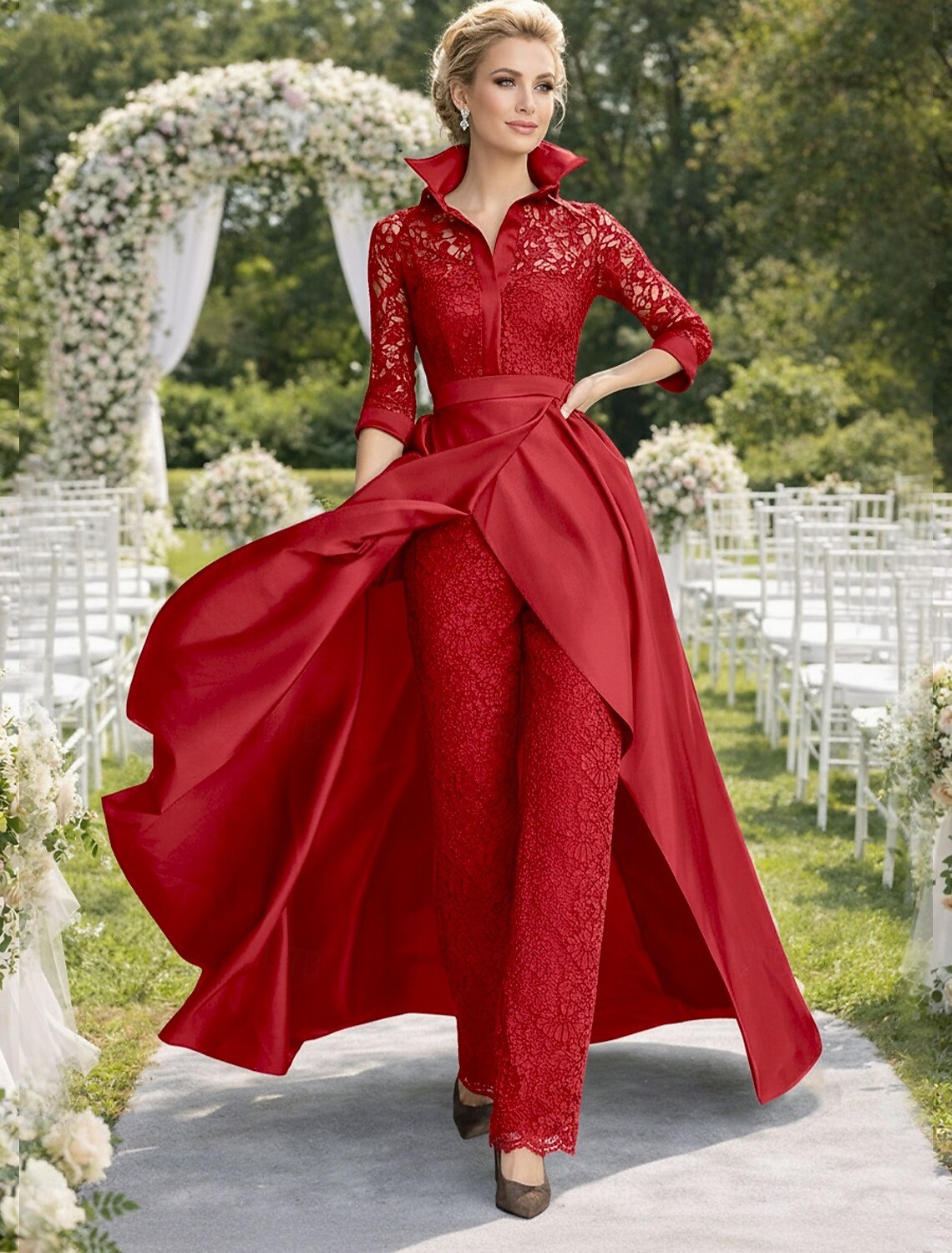 Jumpsuit Pantsuit Floor Length Mother of the Bride Dress