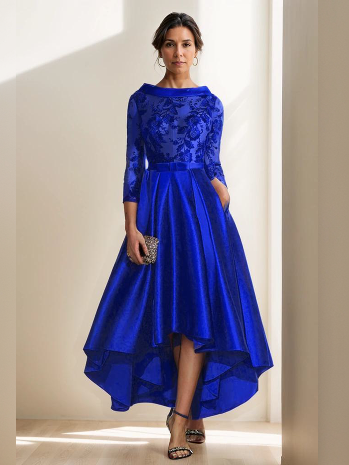 A-Line High Low Elegant Asymmetrical  Wedding Guest Dress