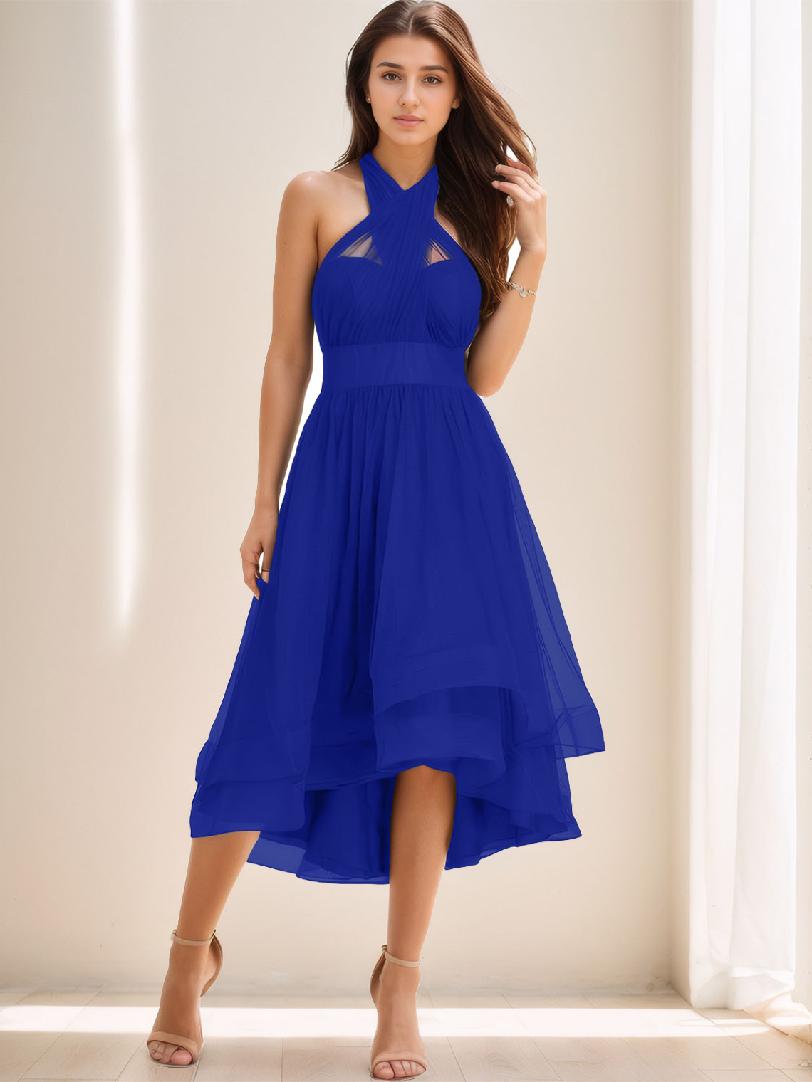 A-Line Summer One Shoulder Convertible Homecoming Dress with Ruched