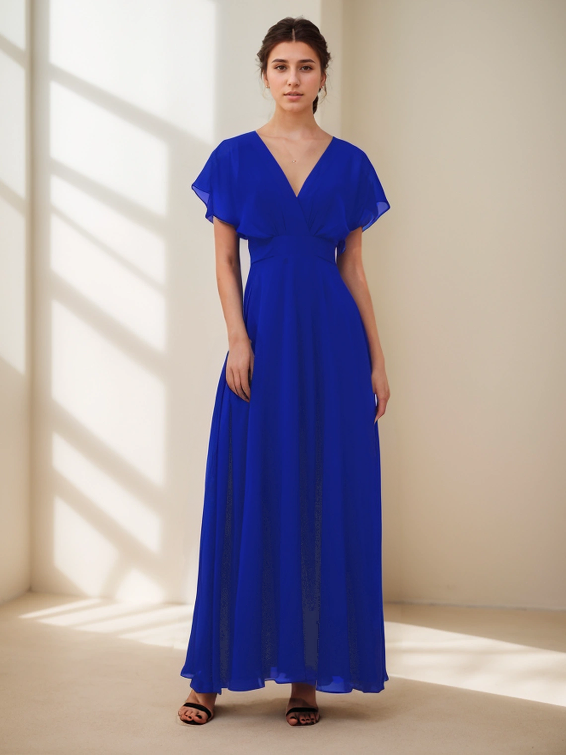 A-Line Evening Gown Elegant Prom Dress Bridesmaid Dress with Pleats