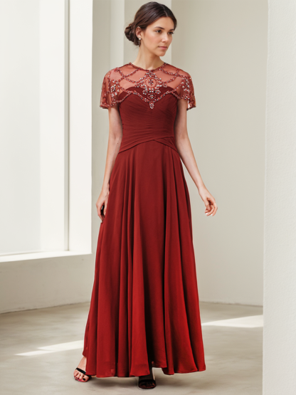 Dress A-Line/Princess Floor Length Beading Wedding Guest Evening Dress