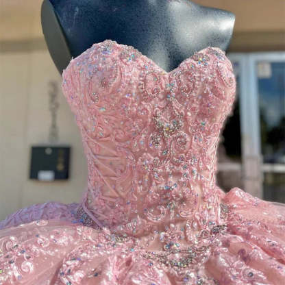 Sweetheart Pink Ball Gown Birthday Quinceanera Dresses