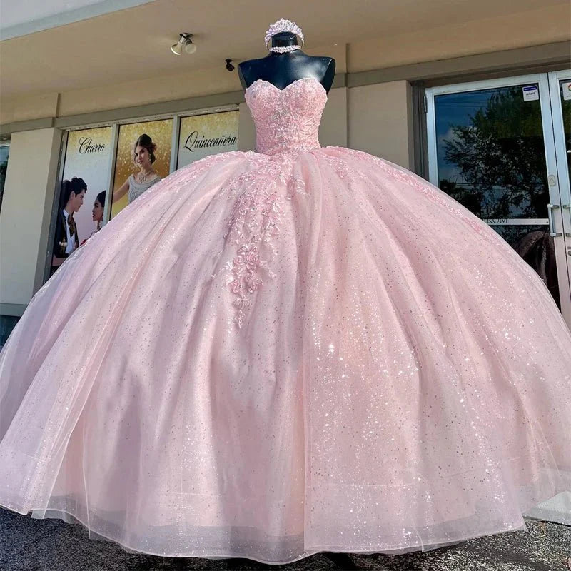 Sweetheart Pink Ball Gown Birthday Quinceanera Dresses