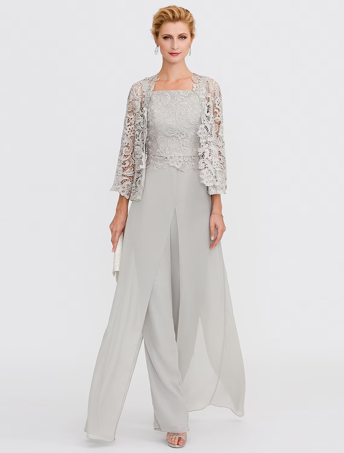 Jumpsuit Pantsuit 3 Piece Floor Length Mother of the Bride Dress 