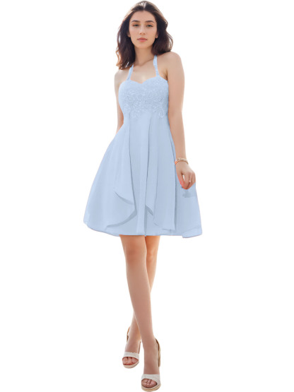 Dress A-Line/Princess Short/Mini Chiffon Halter Cocktail Dress with Beading
