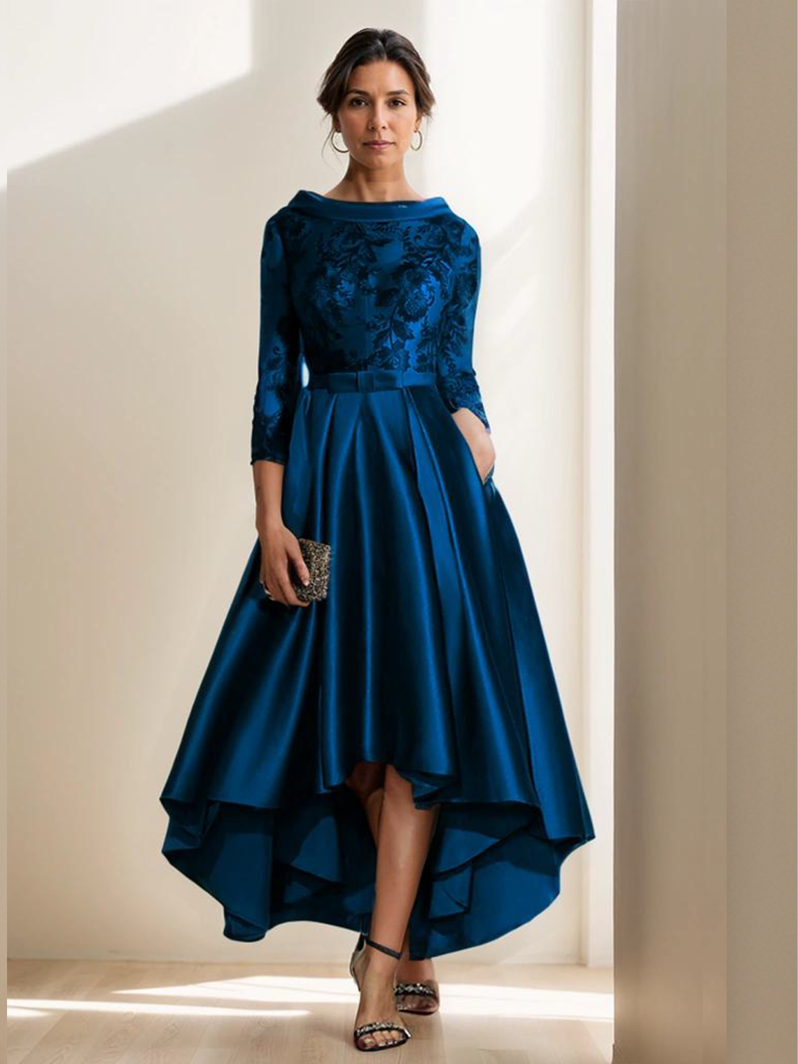 A-Line High Low Elegant Asymmetrical  Wedding Guest Dress