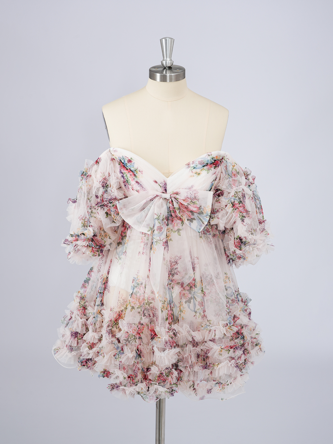 Pink Chiffon A-Line V Neck With Bow knot Short Homecoming Dress