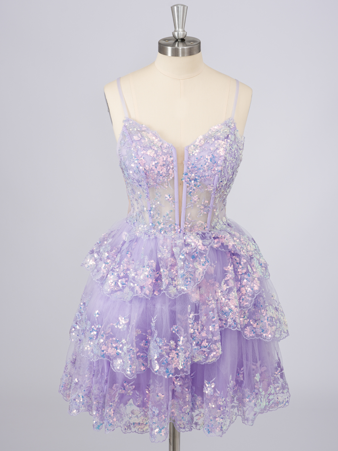 Sparkle Tulle A-Line Appliques With Sequin Short Homecoming Dress