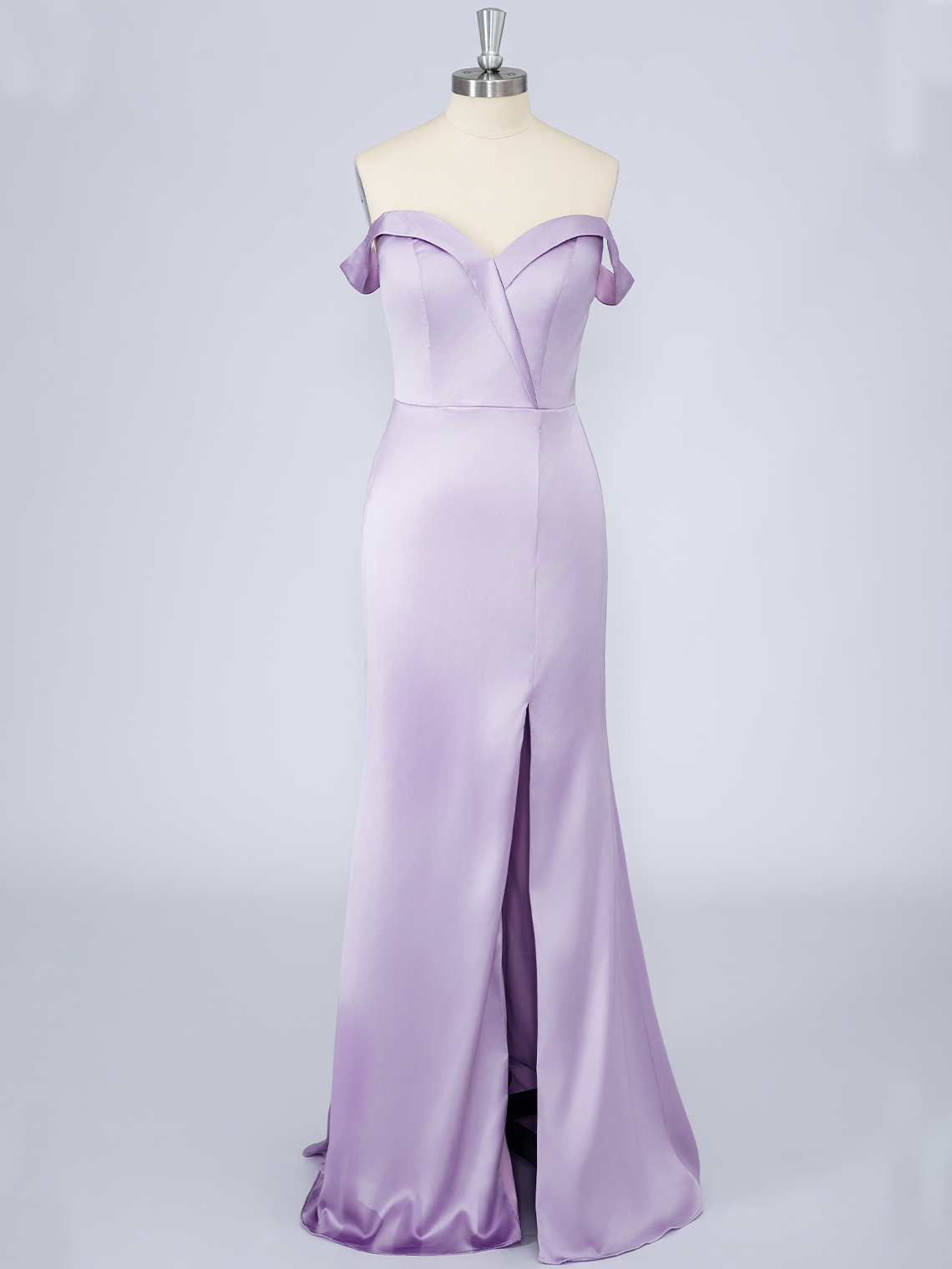 Lilac Mermaid Solid Color Satin Sweetheart With Slit Long Prom Dress