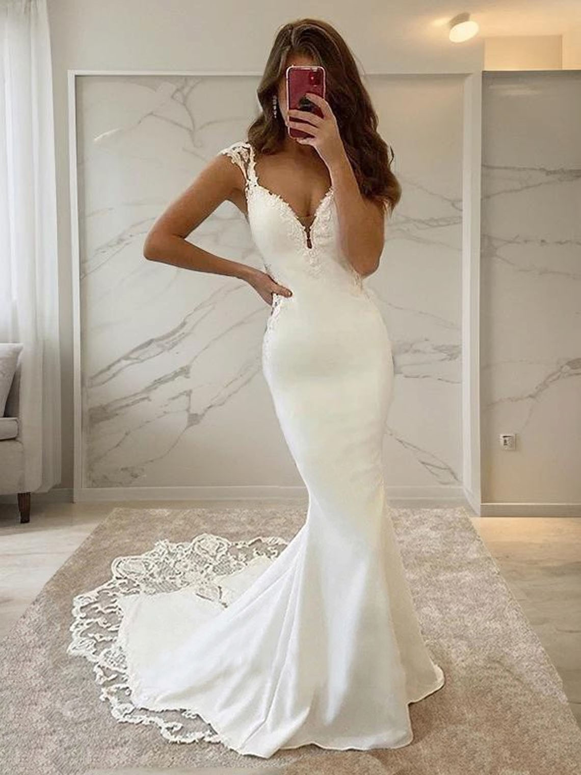 White Sheath/Column Stretch Crepe Sleeveless Backless Wedding Dresses