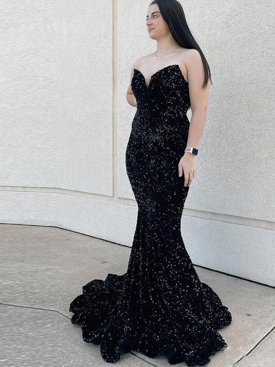 Sparkle Mermaid Sequin Sweetheart Sleeveless Tight Prom Dress