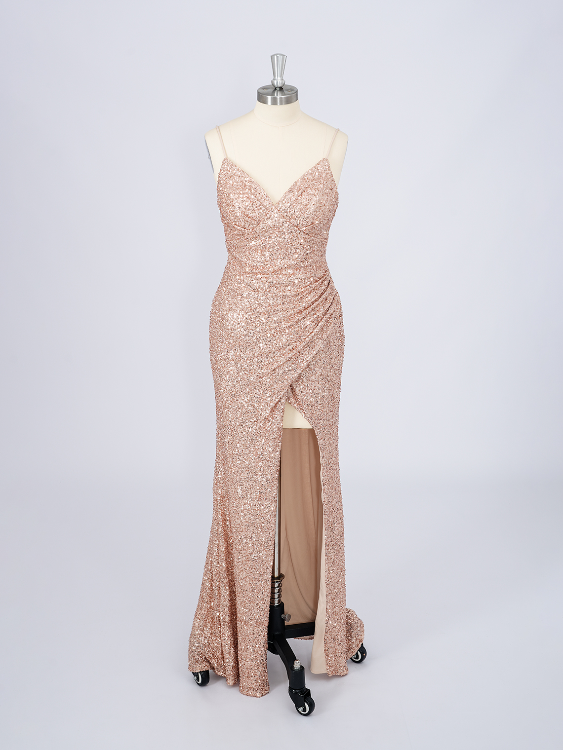 Mermaid Sequins V Neck Floor Length With High Split Long Prom Dress