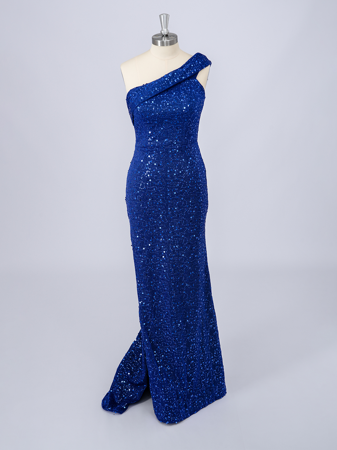 Sparkle Mermaid Sequins One Shoulder With Side Slit Long Prom Dress