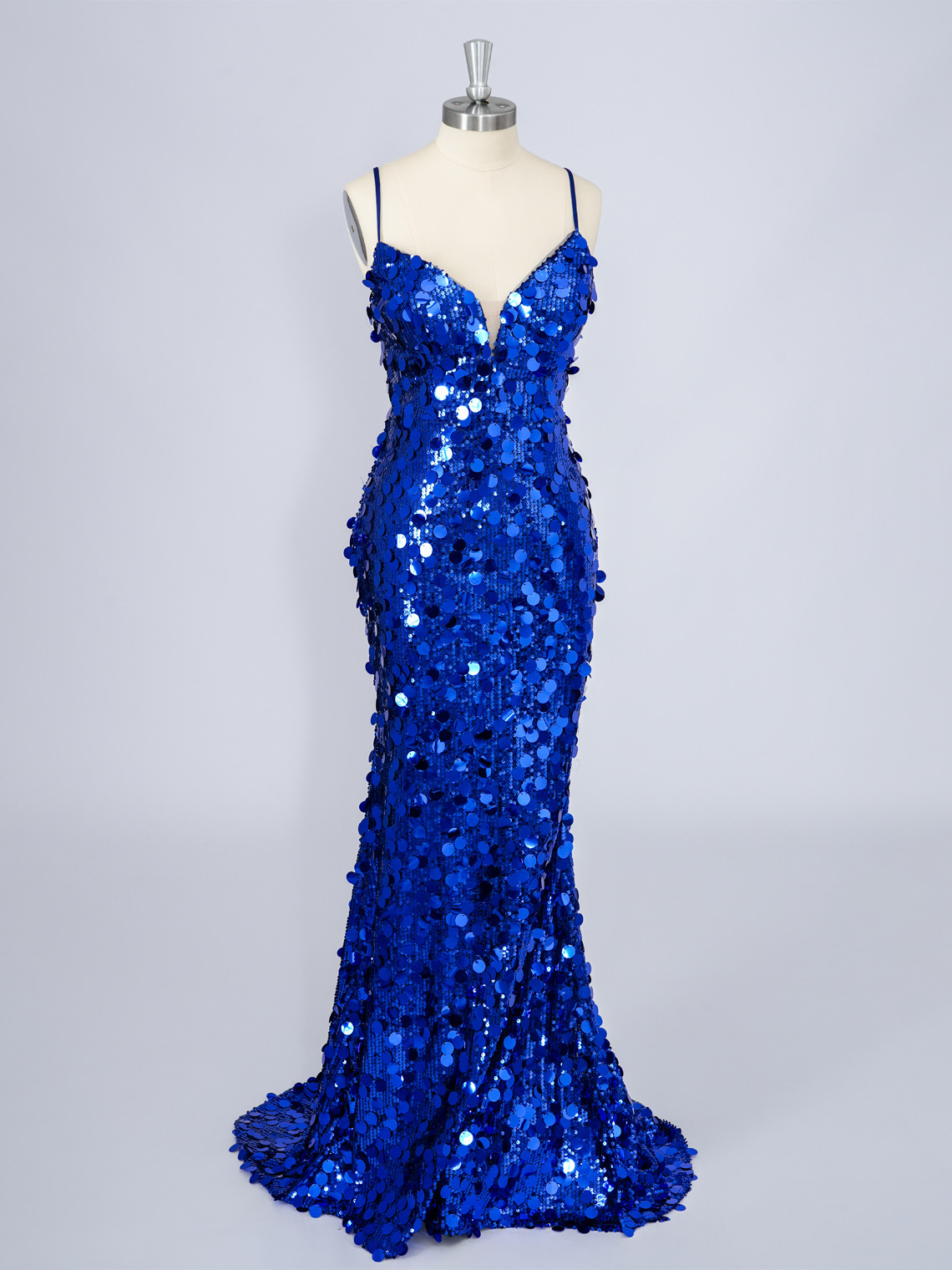 Sparkle Mermaid Spaghetti Sequins Sleeveless Long Prom Dress