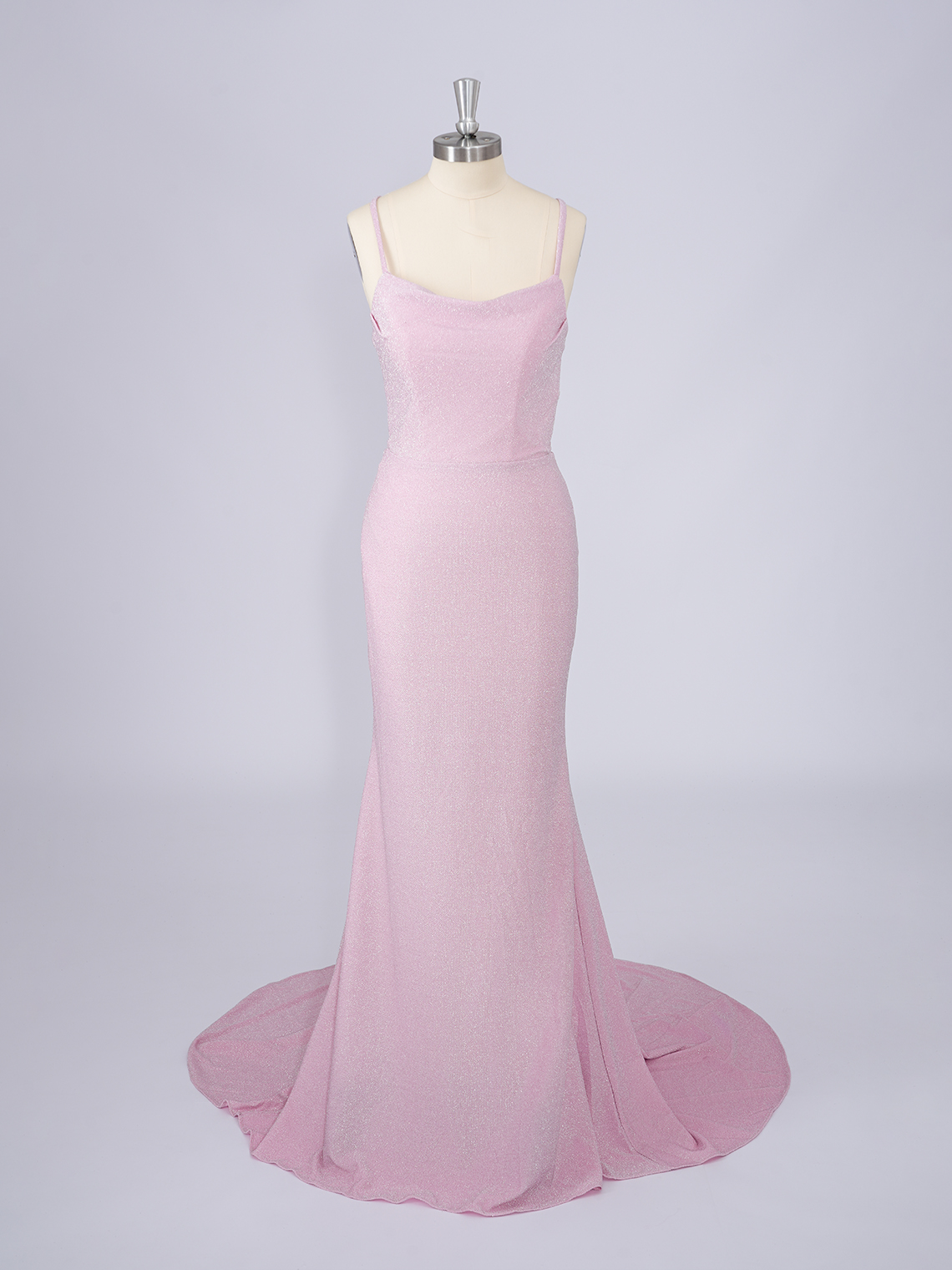 Sexy Pink Mermaid Crape Spaghetti Sleeveless Long Prom Dress