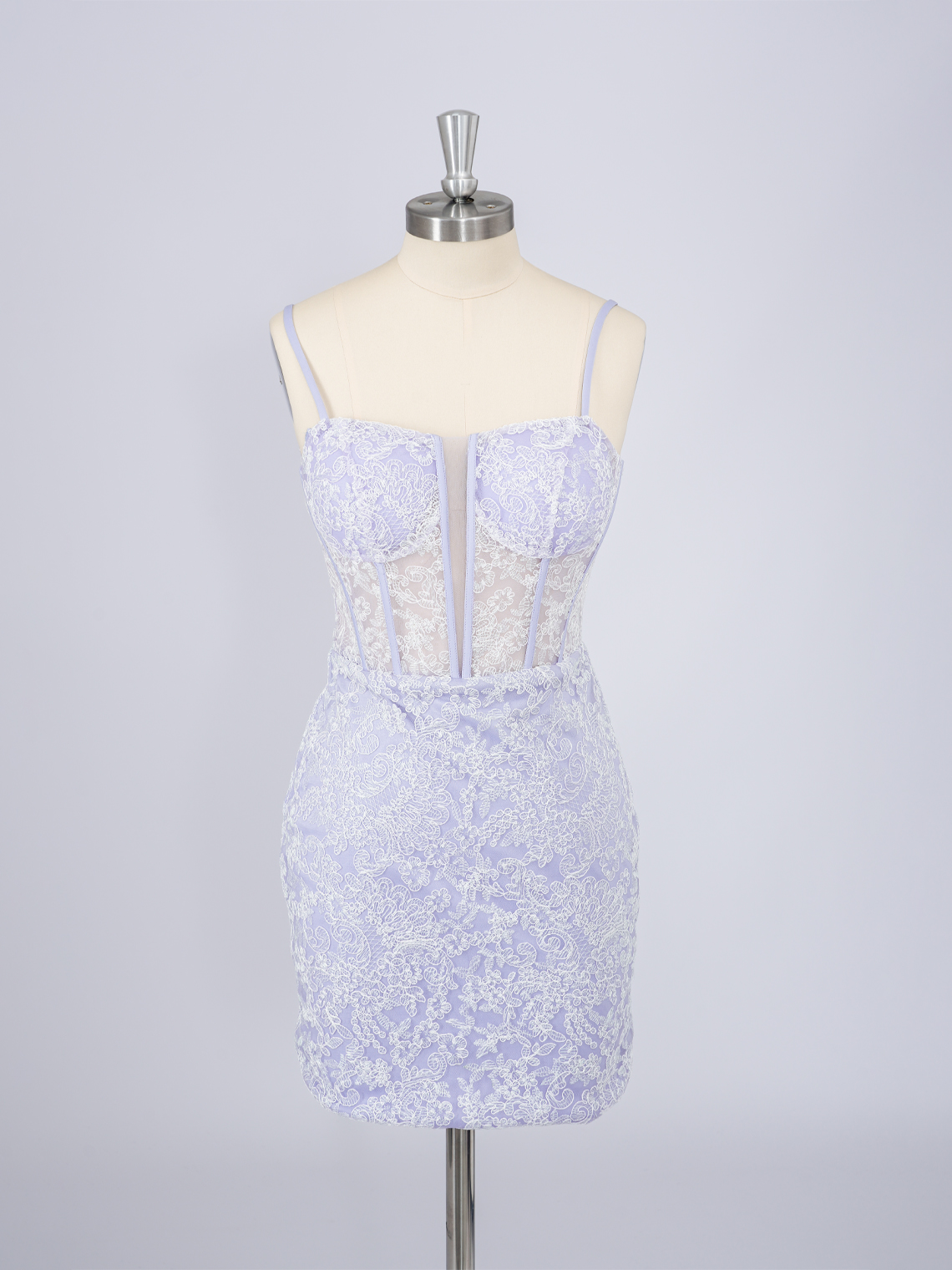 Sexy Lilac Sheath Lace Spaghetti With Appliques Short Homecoming Dress