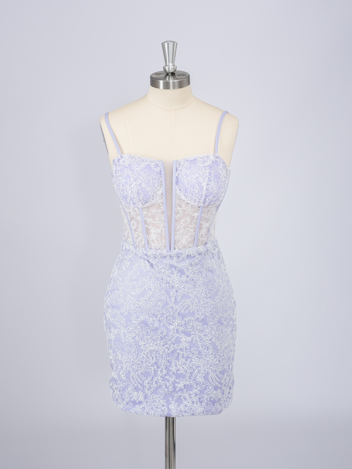 Sexy Lilac Sheath Lace Spaghetti With Appliques Short Homecoming Dress